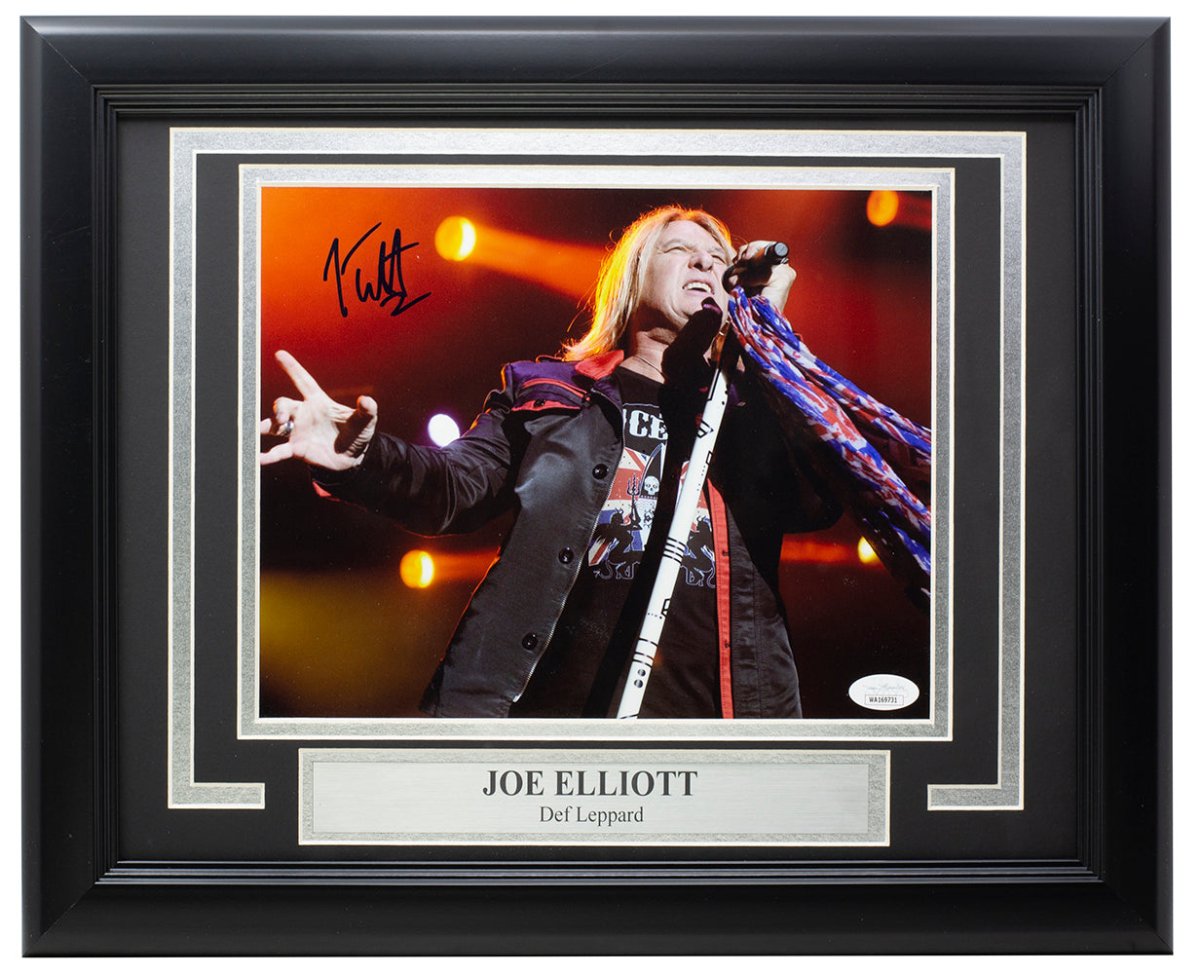 Joe Elliott Signed Framed 8x10 Def Leppard Photo JSA ITP