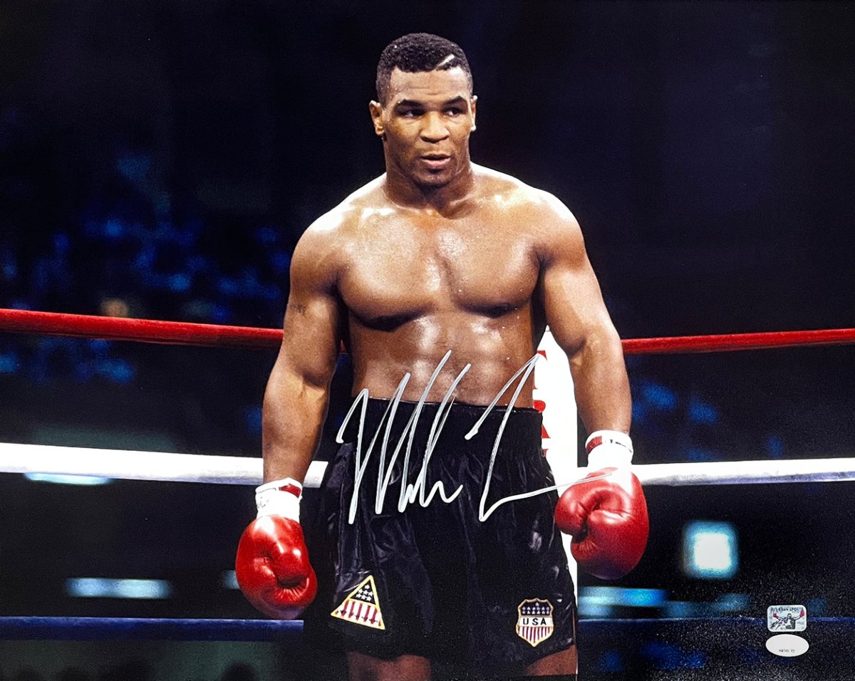 Mike Tyson Signed 16x20 Boxing Stare Down Photo JSA