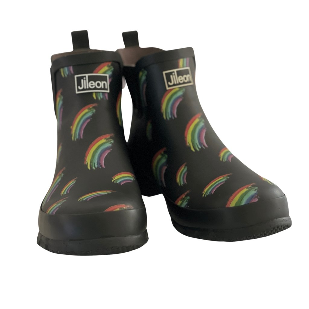 Image of Ankle Wellies in Rainbow Design - Wide Foot