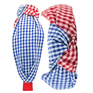 Two Tone Red/Blue Gingham Headband - Dear Emmaline