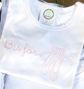 "B is for" Ballet Shadow Embroidery Shirt
