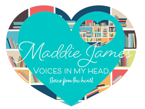 teal heart with maddie james name and branding