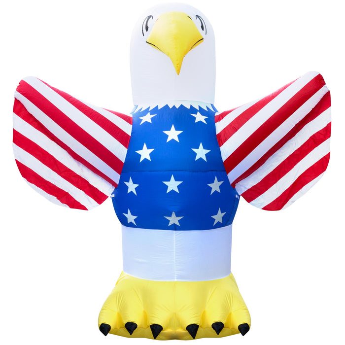 8ft Tall 4th of July American Flag Bald Eagle Lawn Inflatable, Bright