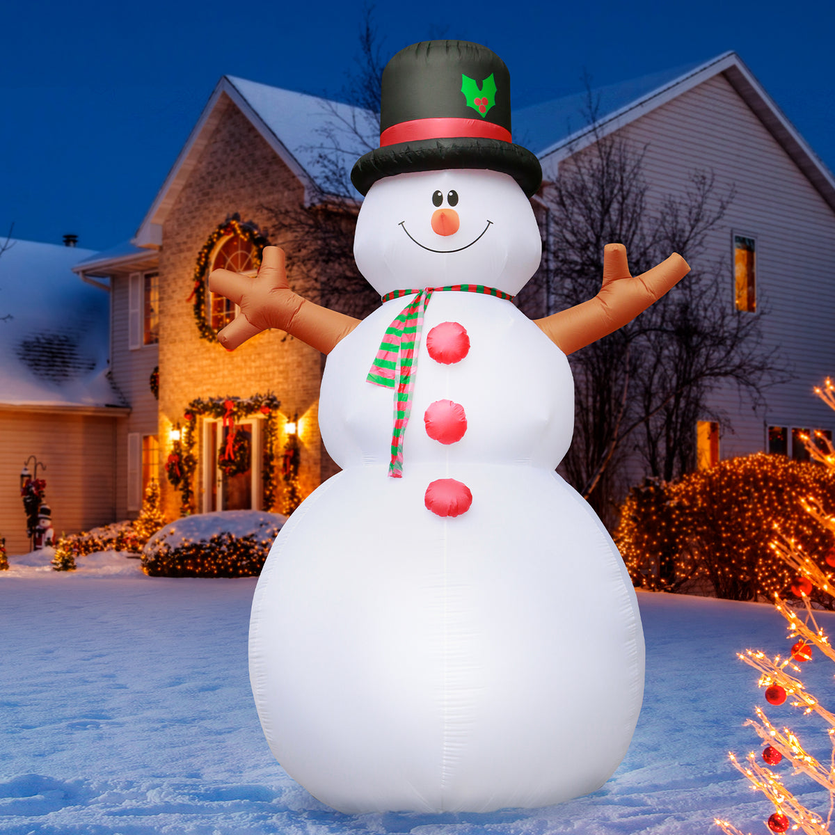 15ft Tall Christmas Giant Snowman Lawn Inflatable, Bright Lights, Buil ...