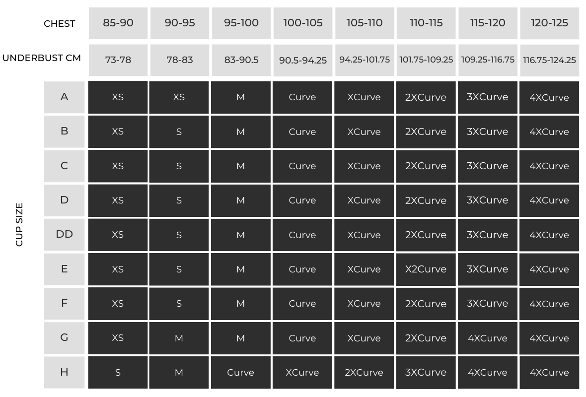 Sizing updated for bras