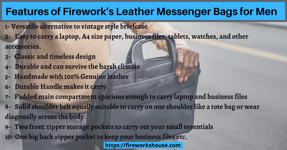 best features of best leather messenger bag for men in Malaysia- fireworkhouse