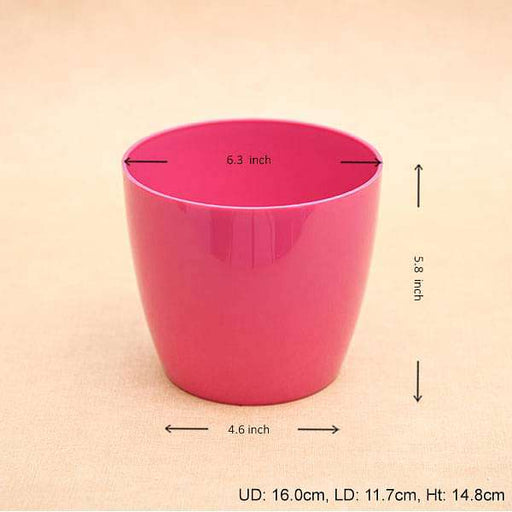 6.3 inch (16 cm) Valencia 16 Round Plastic Planter (Dark Pink) (set of 6) - Nurserylive