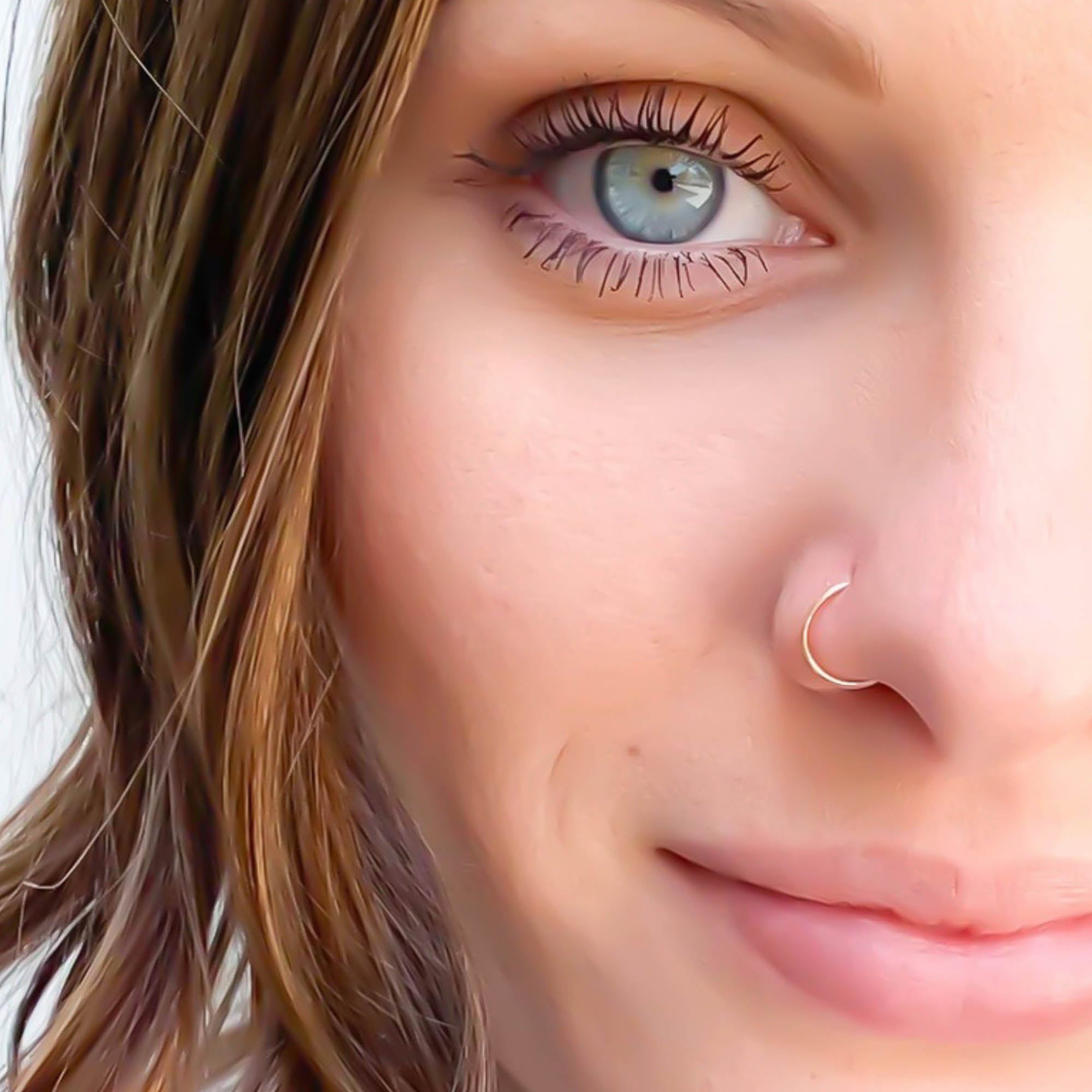 14KT Gold Nose Ring with Prong Set CZ Nose Rings & Nose Studs — Belly Bling