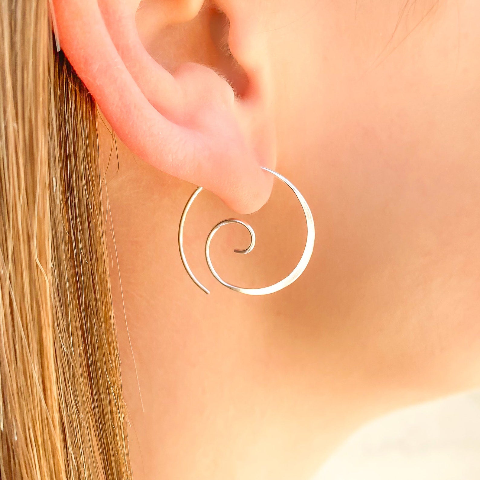 Enlightened Jewel Accented Spiral Hoop Earrings in Silver or Gold Tone –  Feshionn IOBI