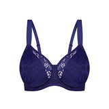 Navy Blue Lacy Minimiser Bra