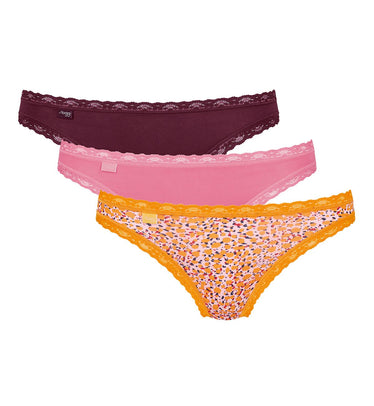 Sloggi 24/7 Weekend 3 pack cotton hipster briefs in plain and leaf print