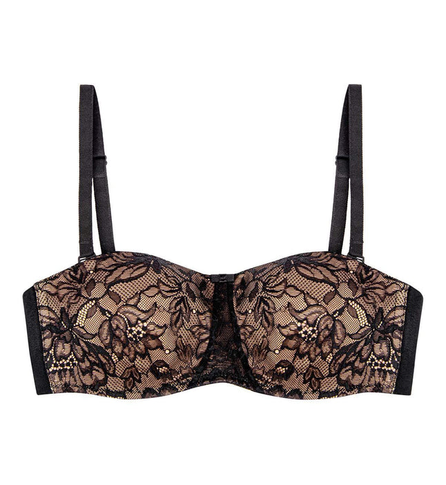 Triumph Sensual Lace Lightly Padded Underwired Strapless Bra-Black