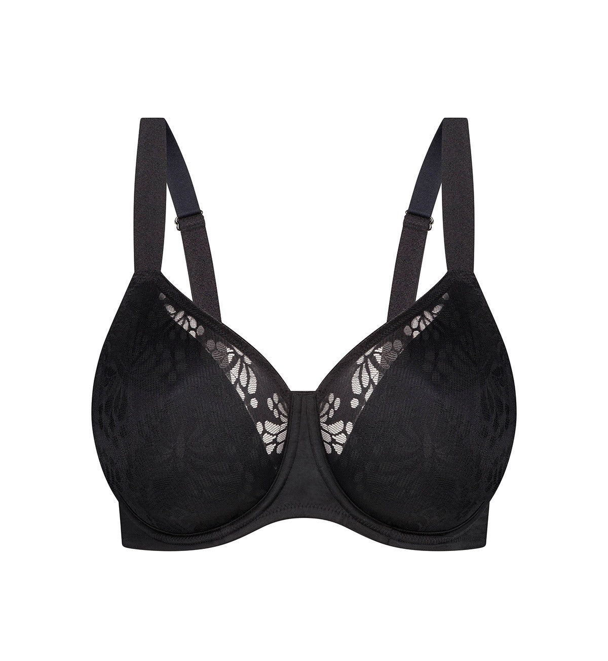 Non-Padded Non-Wired Full Cup Minimiser Bra in Black - Lace