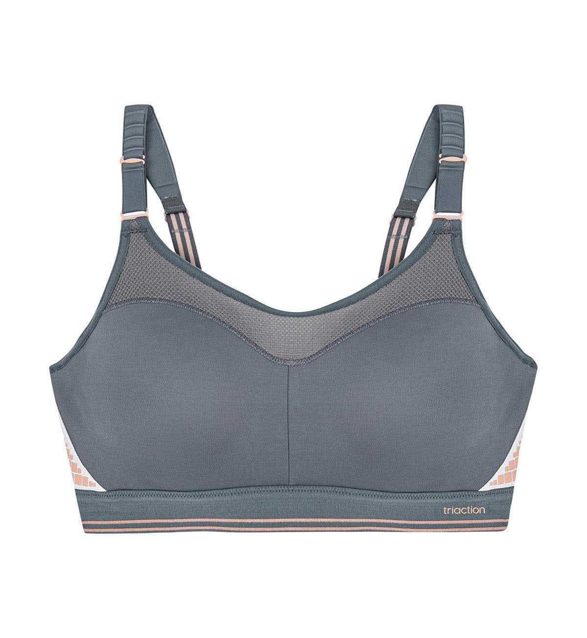 Triumph Sports Sport Bra triaction Racerback Grey/Black u/w 12A 14B Cup New