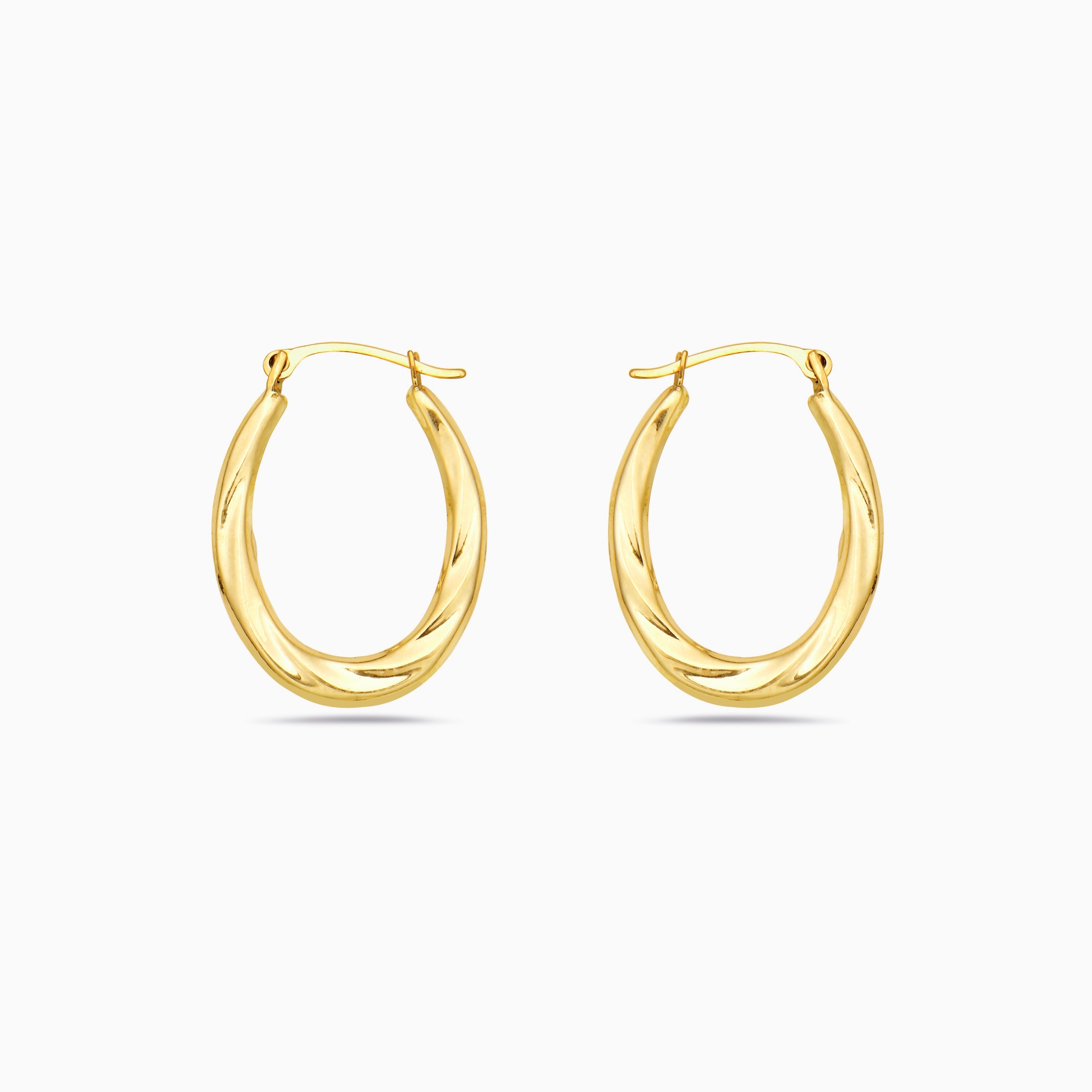 14K Gold Oval Hoop Earrings - Pori Jewelry product image