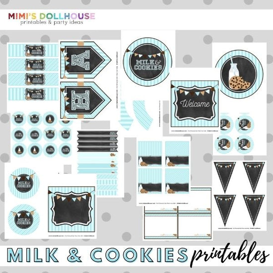 Minimalist Milk & Cookies themed Birthday Party Printable Decorations –  Cute Party Dash