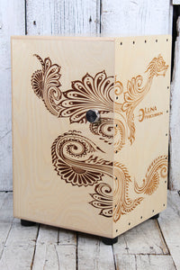 Luna Henna Dragon Cajon Hand Drum Etched Dragon Design LPC HEN DRA with Gig Bag