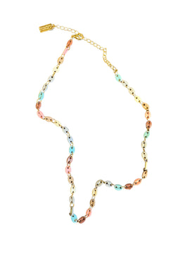 Multi Colored Enamel Chain Necklace