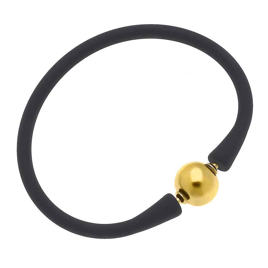 Bali 24K Gold Plated Ball Bracelet - Black