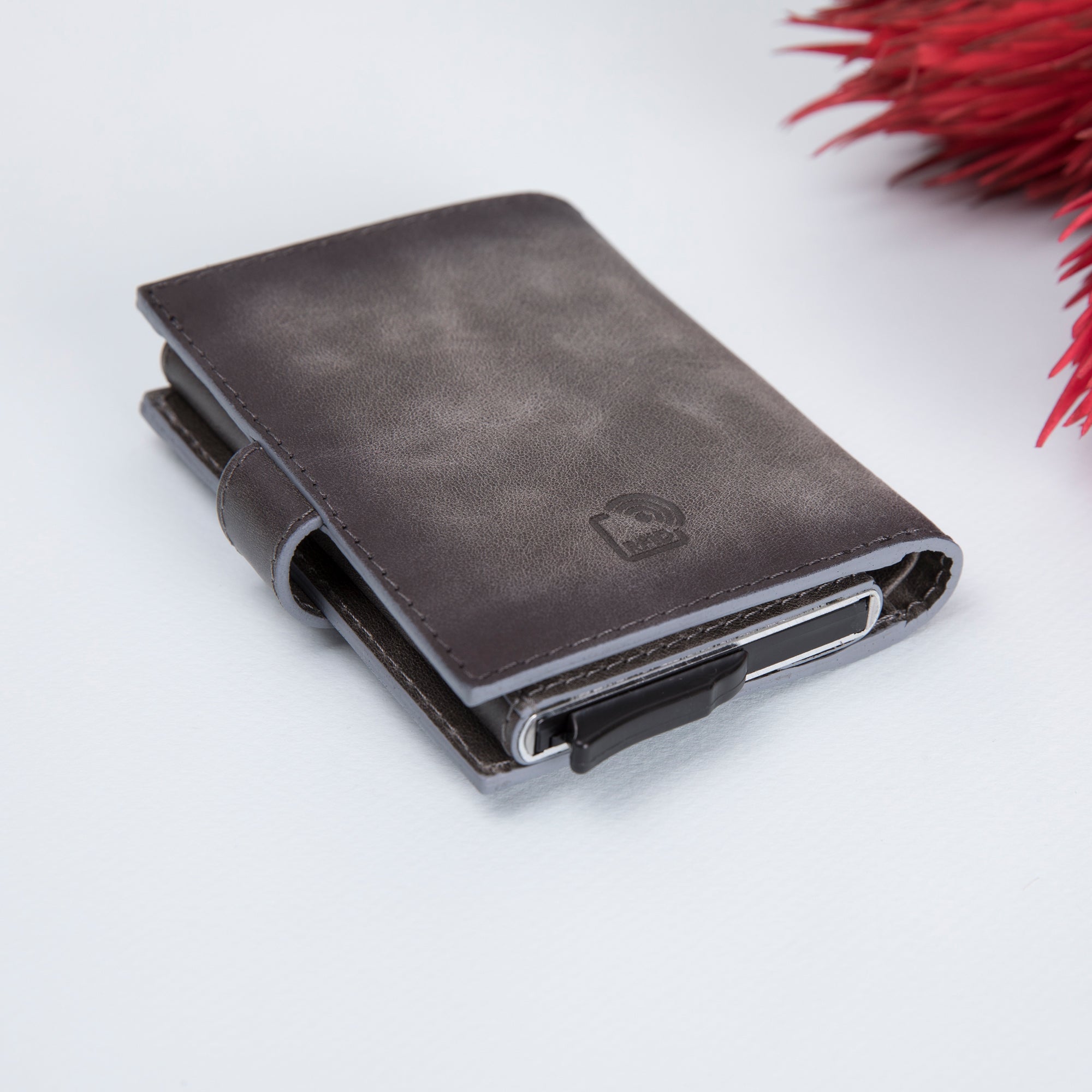 Palermo RFID Blocker Mechanism Pop Up Leather Wallet - GRAY – saracleather