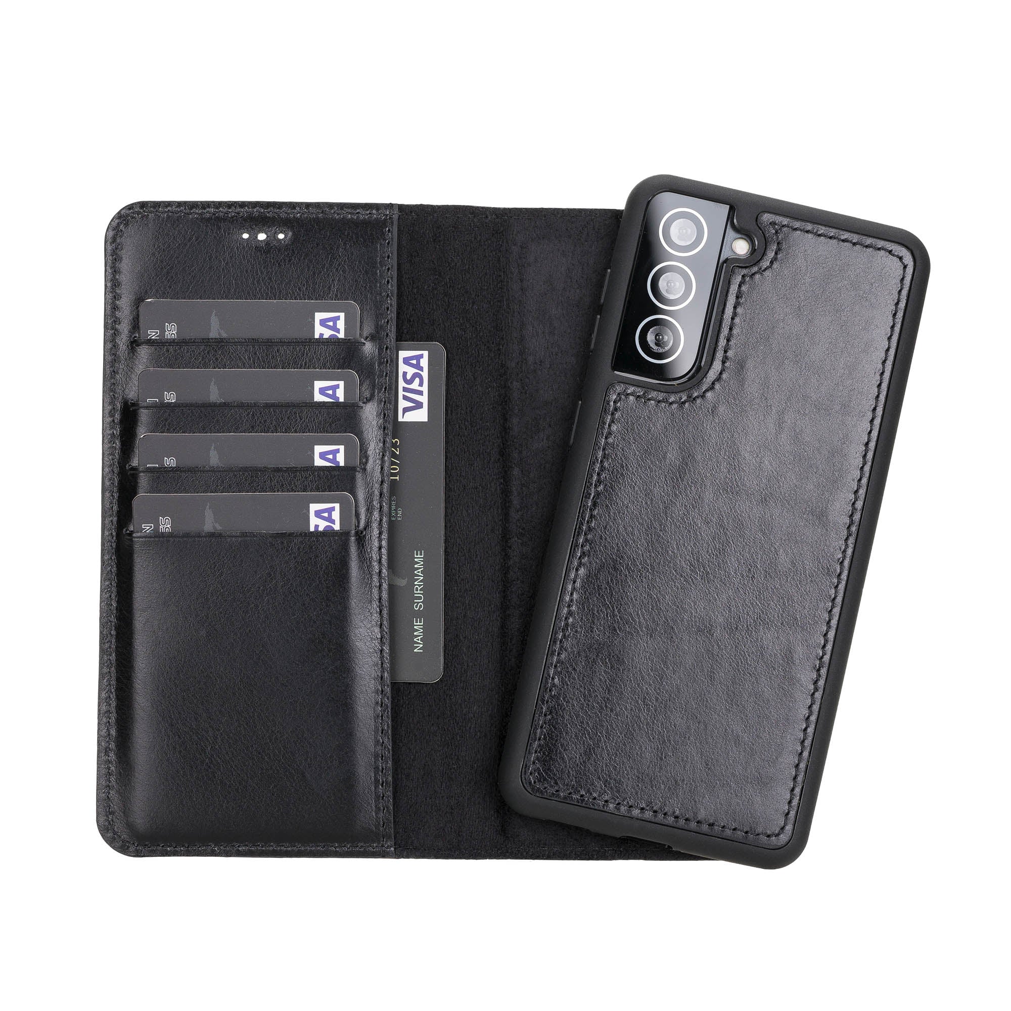 Magic Magnetic Detachable Leather Wallet Case For Samsung Galaxy S21 P Saracleather