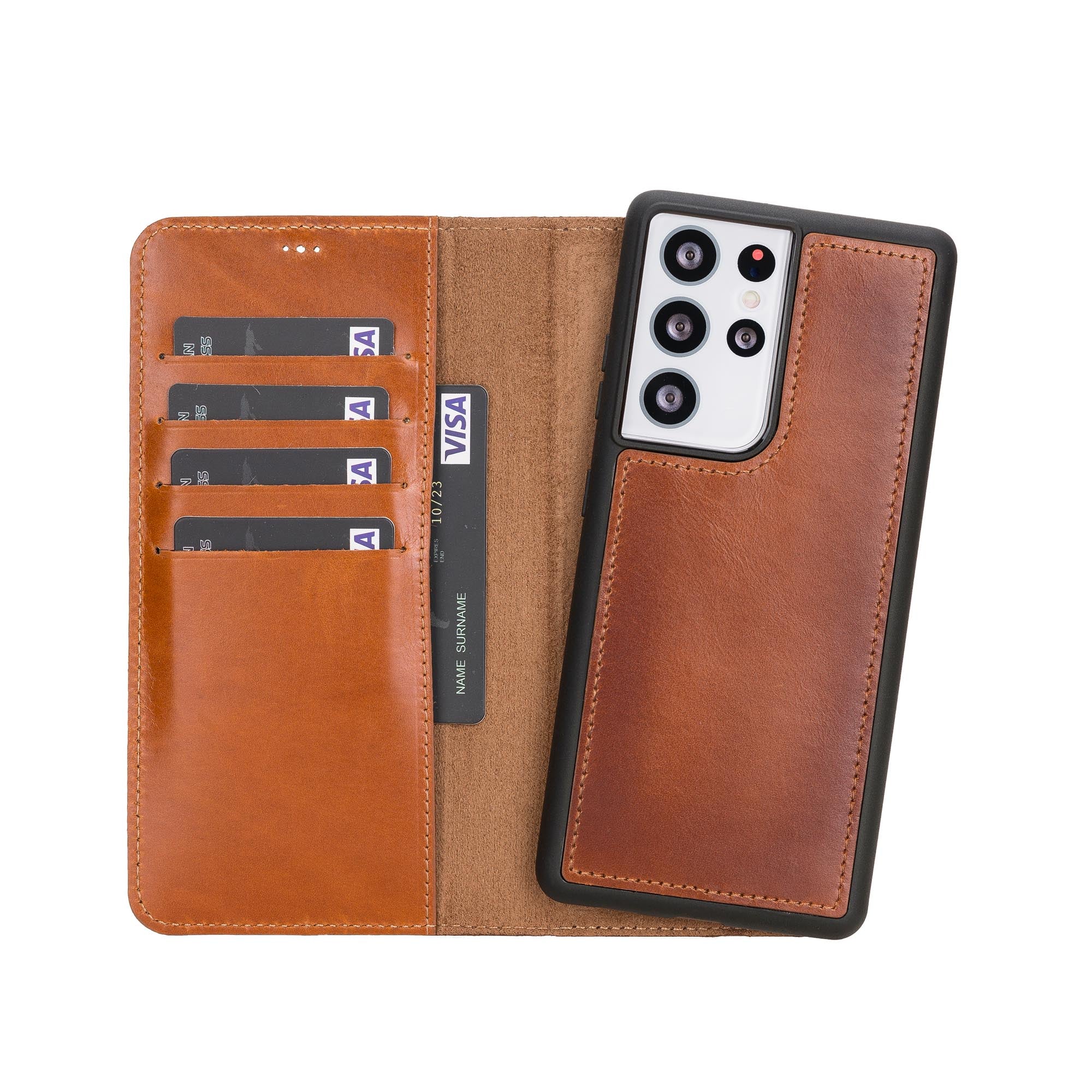 Magic Magnetic Detachable Leather Wallet Case For Samsung Galaxy S21 U Saracleather