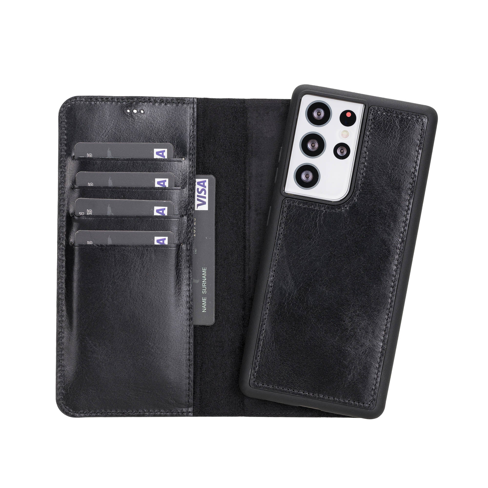 Magic Magnetic Detachable Leather Wallet Case For Samsung Galaxy S21 U Saracleather
