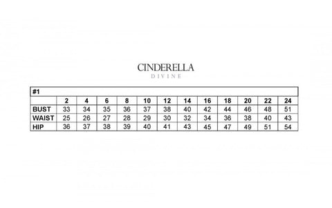 Cinderella Divine General Number Size Chart