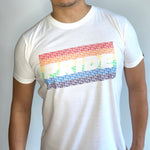 The Pride T-shirt be proud of yourself white version model A Brotherhood of Universal Love blue heart