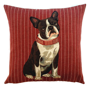 French Bulldog Pinstripe Throw Pillow - Horse Country Trading Company