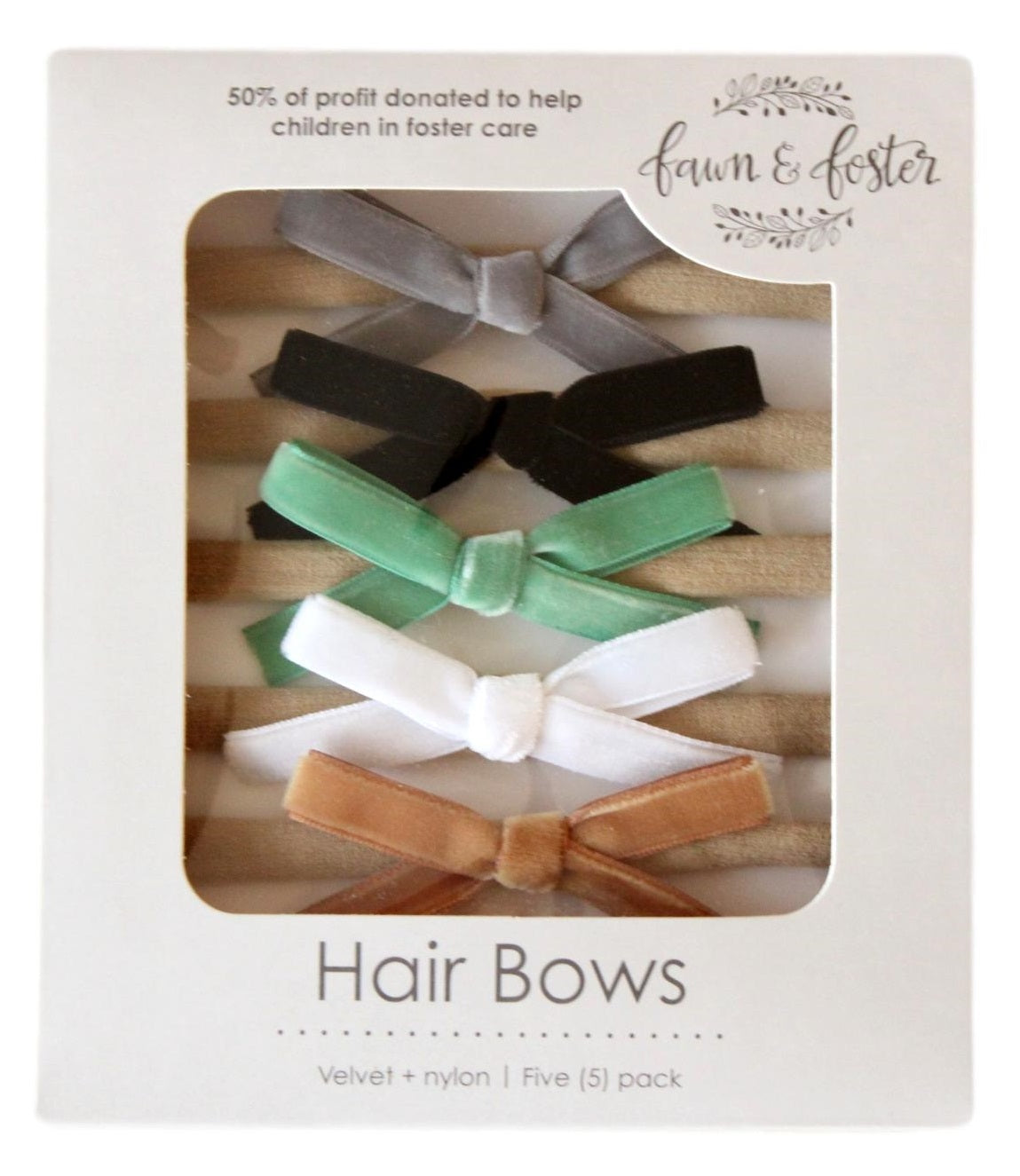 Nylon Headbands with Velvet Bows 5 pk. - Mint/Black – Fawn & Foster