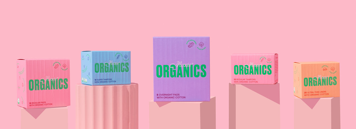 Moxie Organics product range - tampons, pads & liners