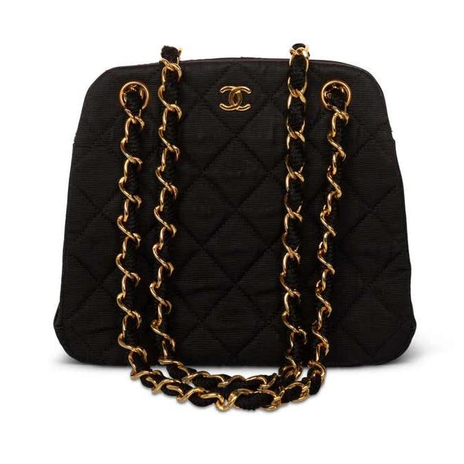 chanel black gold chain bag