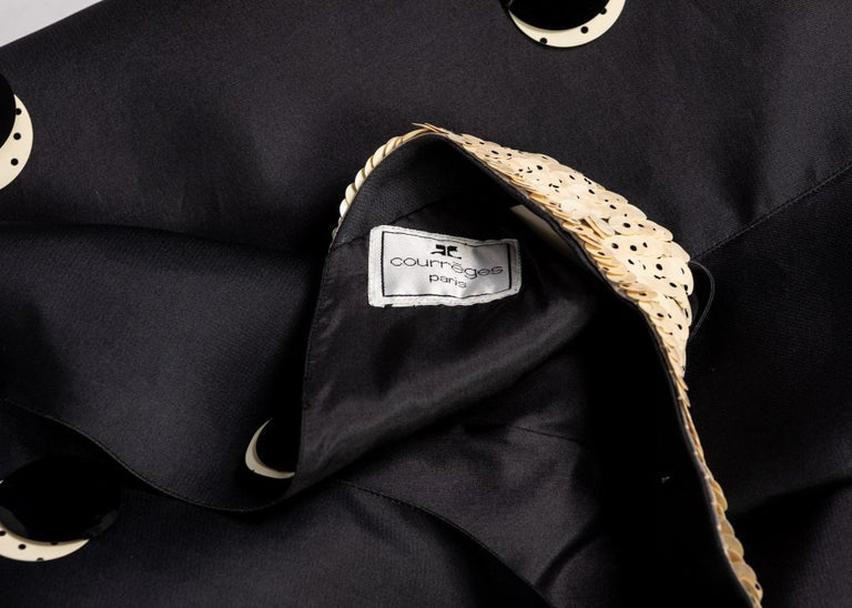 Courregès Black Silk Polka Dot Sequin Trapeze Mini Dress, 1960s – Basha ...