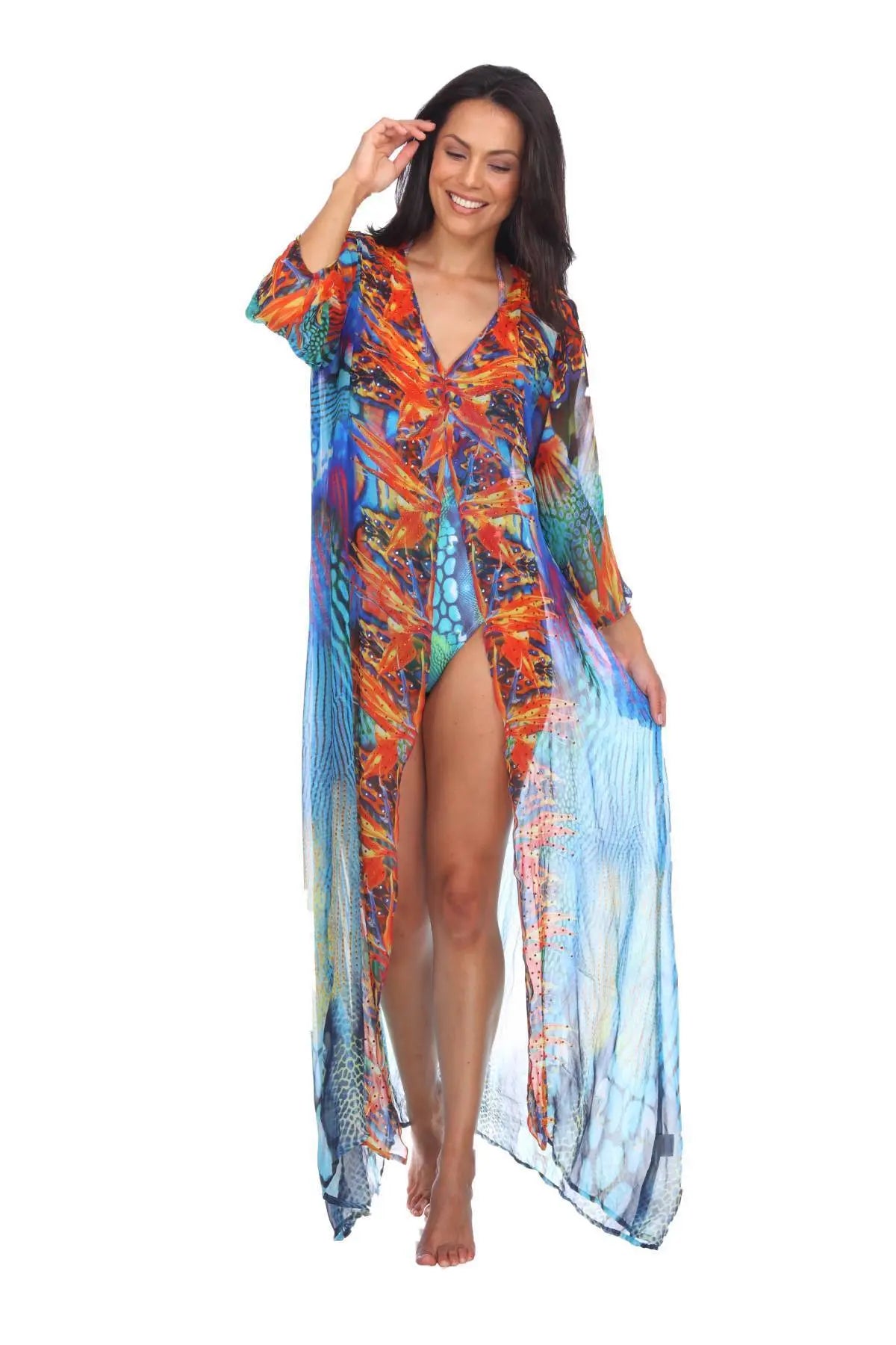 Wholesale Women's Cover-Up Long Kimonos In Multi-Color Made From Imported  Polyester | La Moda Clothing