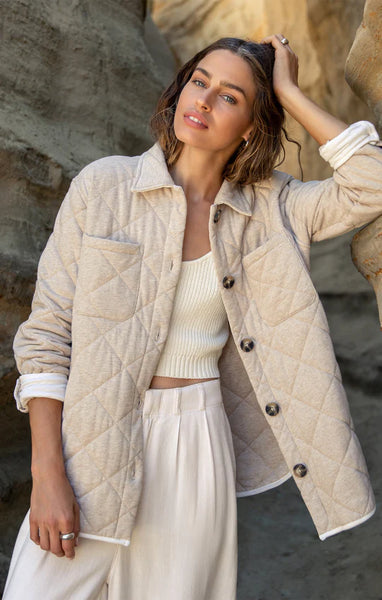 Z Supply Shacket Latte Maya Shacket - Heather Latte