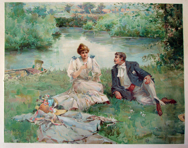 1890's Antique Victorian Fashion & Courting Vintage Poster Print