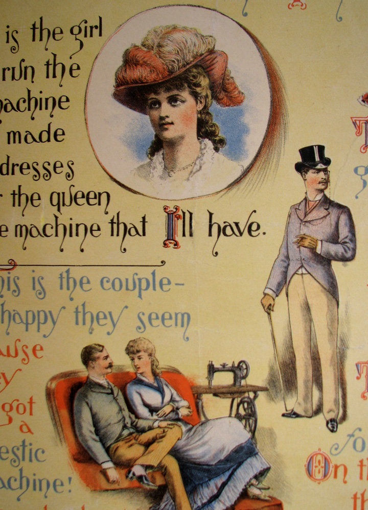 1890's Antique Domestic Sewing Machine Vintage Poster – Vintage Poster