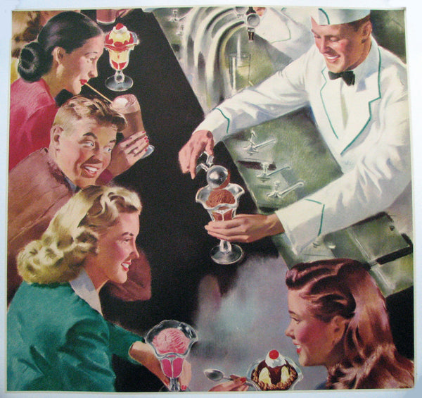 1950's Retro Antique Ice Cream Soda Fountain Vintage Poster – Vintage