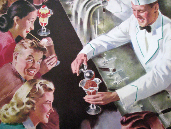 1950s Retro Antique Ice Cream Soda Fountain Vintage Poster Vintage