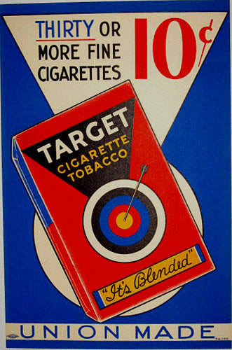 Target Vintage Cigarette Tobacco Deco Poster in Blue – Vintage Poster Works: Debra Clifford