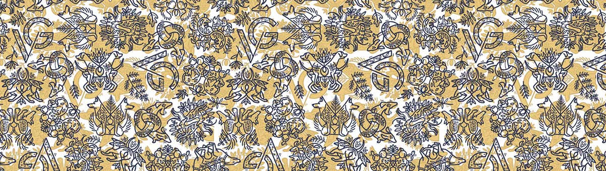 The official Valgray blog footer banner. The banner consists of a combination of illustrated dogs, plants and Valgray branding in dark blue with a gold and white background.