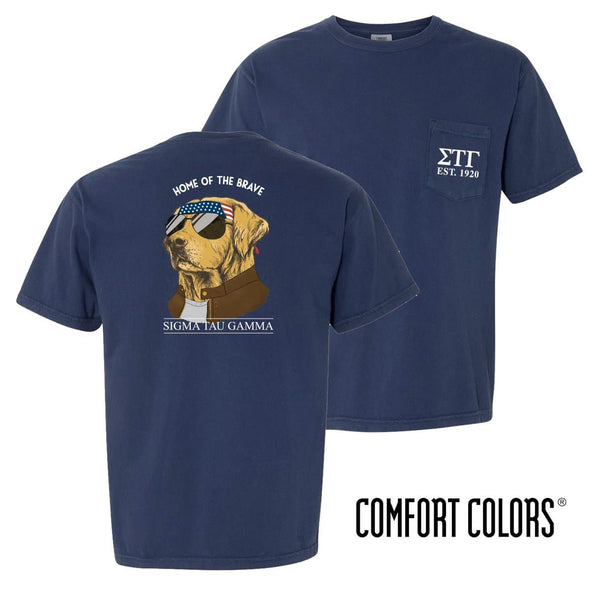 Sig Tau Comfort Colors Short Sleeve Navy Patriot Retriever Tee | Sigma Tau Gamma | Shirts > Short sleeve t-shirts