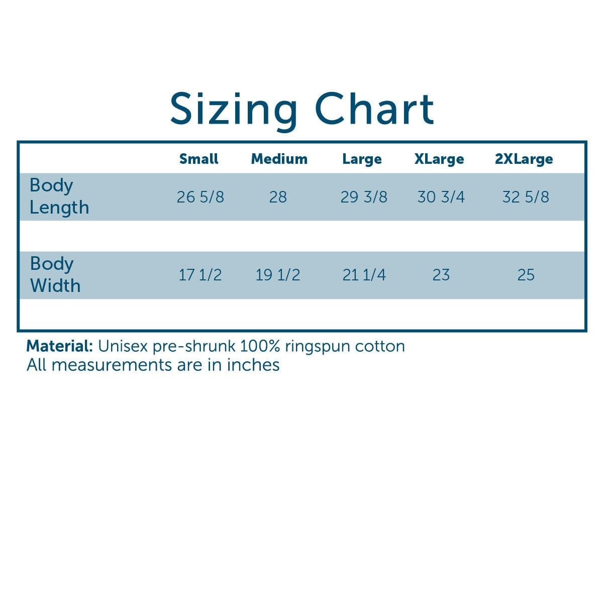 Comfort Colors Unisex Size Chart