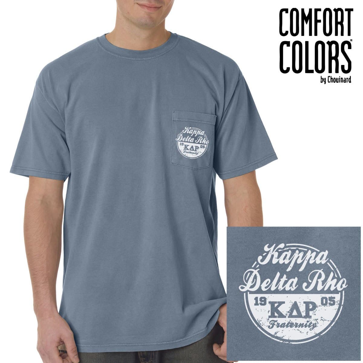 Kdr Vintage Blue Comfort Colors Pocket Tee Campus Classics