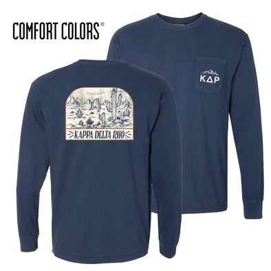 KDR Comfort Colors Long Sleeve Navy Desert Tee | Kappa Delta Rho | Shirts > Long sleeve t-shirts