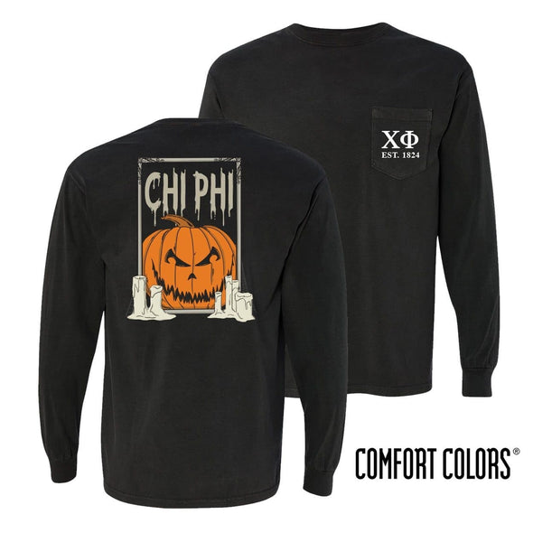 Chi Phi Comfort Colors Jack-O-Lantern Tee | Chi Phi | Shirts > Long sleeve t-shirts
