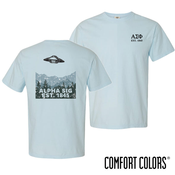 Alpha Sig Comfort Colors Light Blue UFO Short Sleeve Tee | Alpha Sigma Phi | Shirts > Short sleeve t-shirts