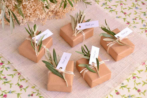 Brown craft boxes bridal shower favors