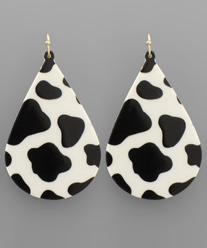 Cow Print Teardrop Earrings